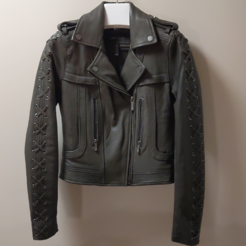 Women's Dark Green Leather Jacket